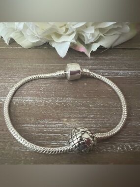 Pandora Style Bracelet With Globe Charm